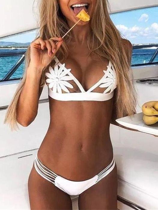 Daisy Embroidery Two-piece Bikini for Women