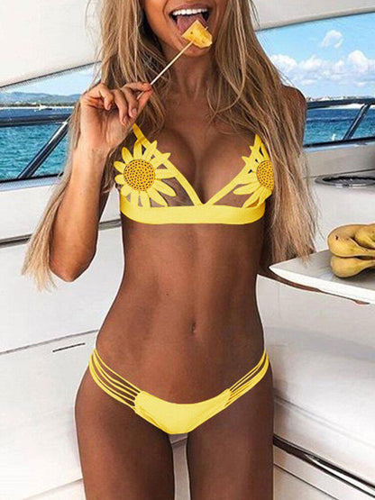 Daisy Embroidery Two-piece Bikini for Women