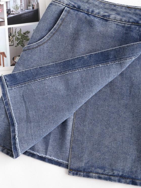 Denim Overlap Front Mini Skirt - LuckyFash™