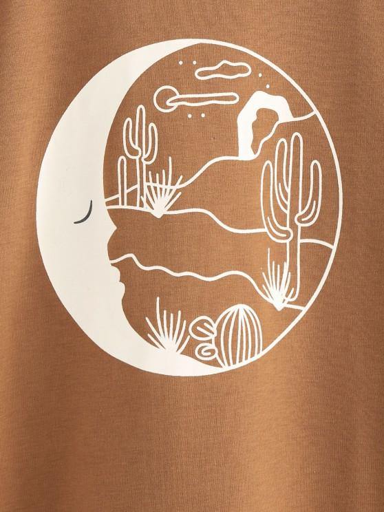 Desert Moon Print Raglan Sleeve Sweatshirt - LuckyFash™