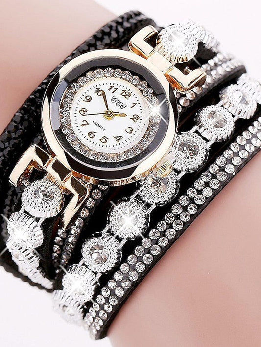 Women Fashion Casual Analog Quartz Women Watch Bracelet Watch Velvet Strap With Rhinestones Brew Watches