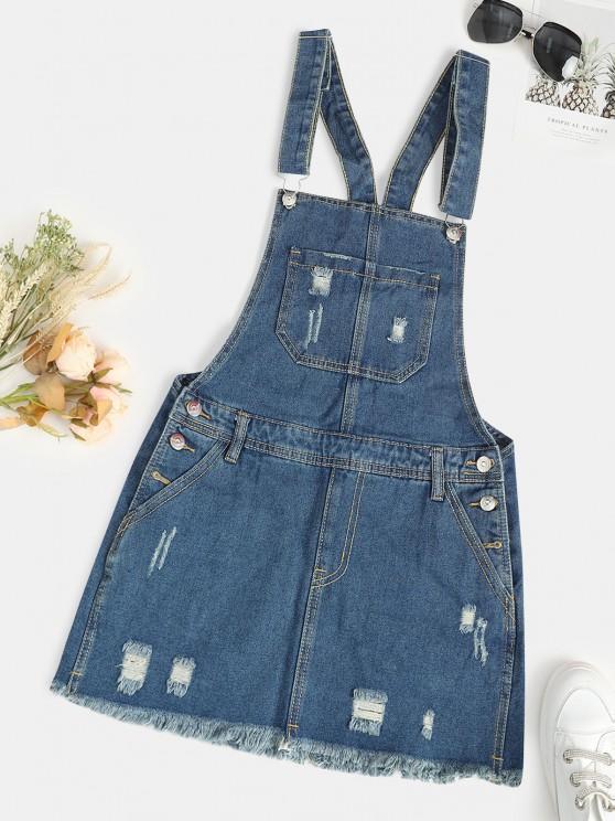 Distressed Frayed Denim Pinafore Dress for Women