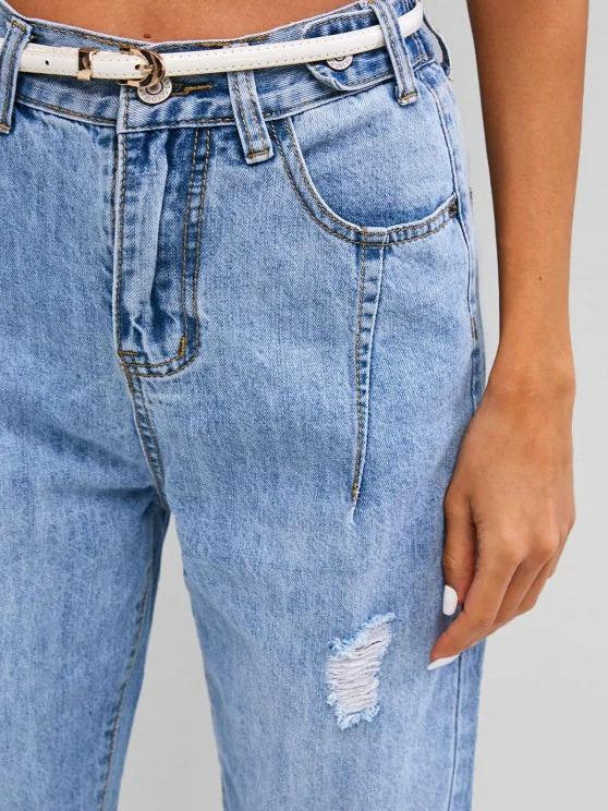 Distressed High Waisted Ninth Tapered Jeans - LuckyFash™