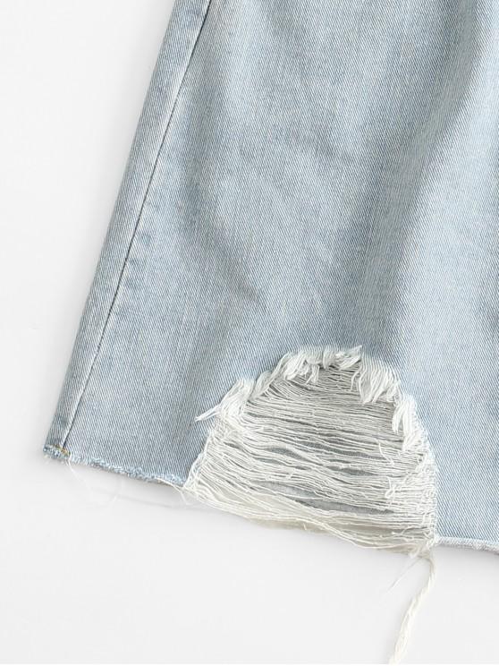 Distressed Pocket Zipper Fly Denim Skirt - LuckyFash™