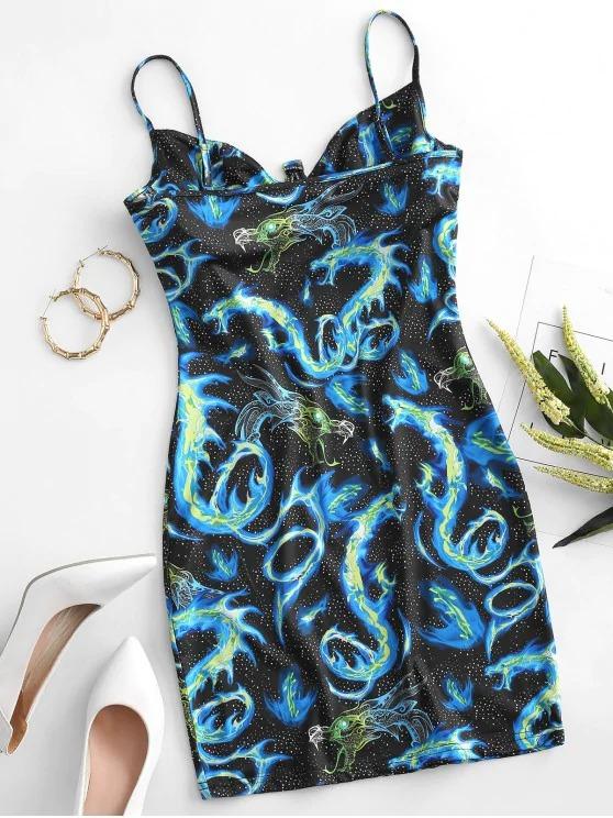 Dragon Print Underwire Bodycon Dress - LuckyFash™