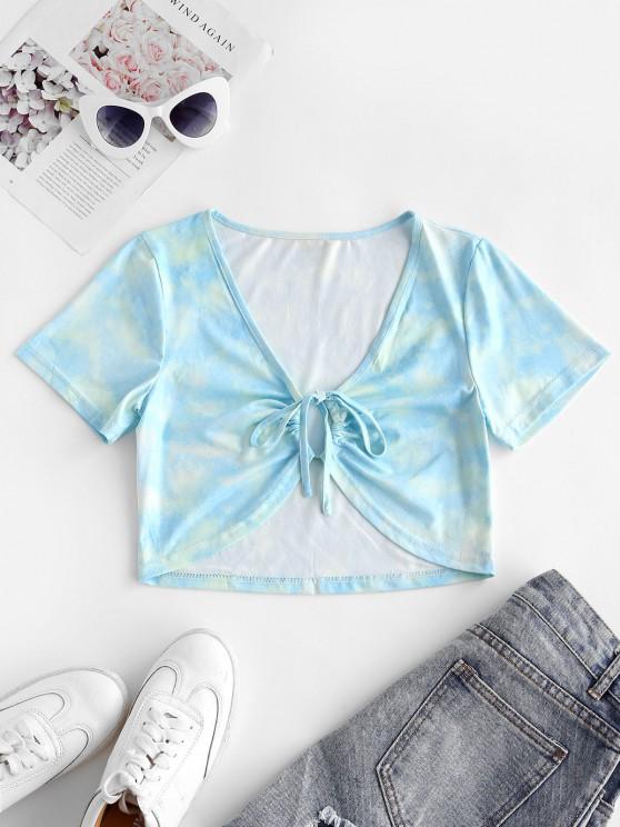 Drawstring Knot Tie Dye Cropped Tee - LuckyFash™