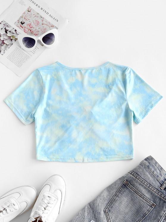 Drawstring Knot Tie Dye Cropped Tee - LuckyFash™