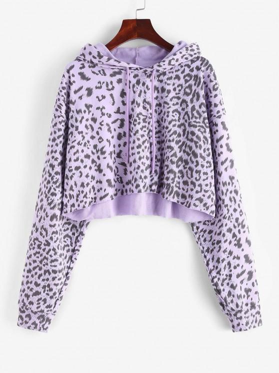 Drawstring Leopard Raw Hem Hoodie - LuckyFash™