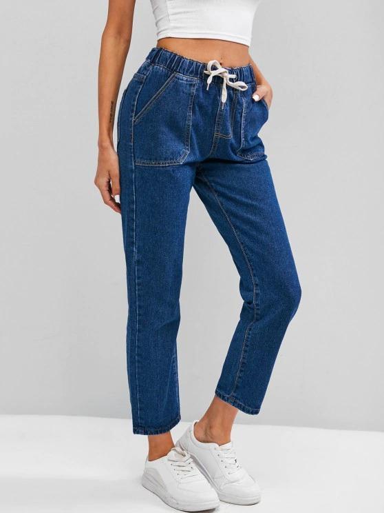 Drawstring Pocket Stovepipe Jeans - LuckyFash™