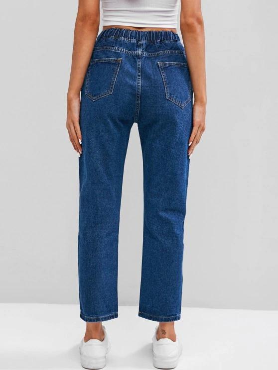 Drawstring Pocket Stovepipe Jeans - LuckyFash™