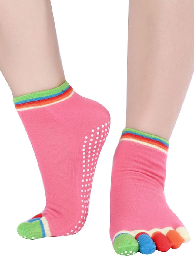 Women's Yoga Socks Grip Yoga Socks Five Toe Socks 1 Pair Socks Anti-slip Breathable Moisture Wicking Protective Yoga