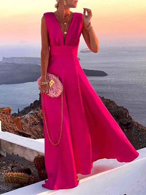 Dresses Deep V-Neck Sleeveless Maxi Dress for Women