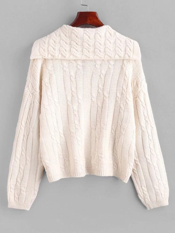 Drop Shoulder Cable Knit Horn Button Cardigan - LuckyFash™