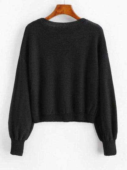 Daily Drop Shoulder Crop Sweater - LuckyFash™