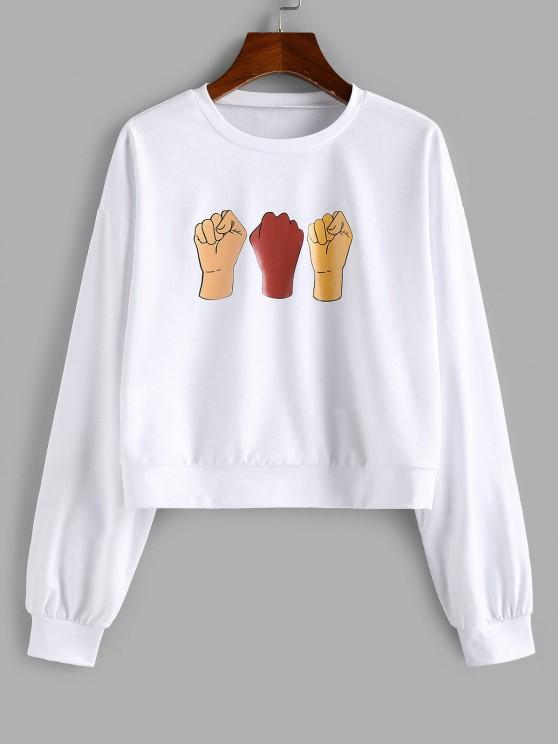 Drop Shoulder Fist Print Pullover Sweatshirt - LuckyFash™