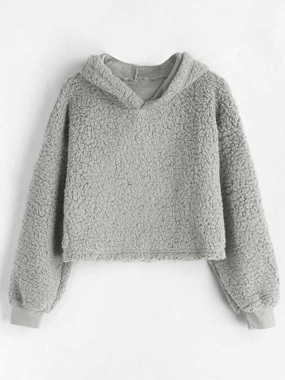 Drop Shoulder Fluffy Boxy Hoodie for Women