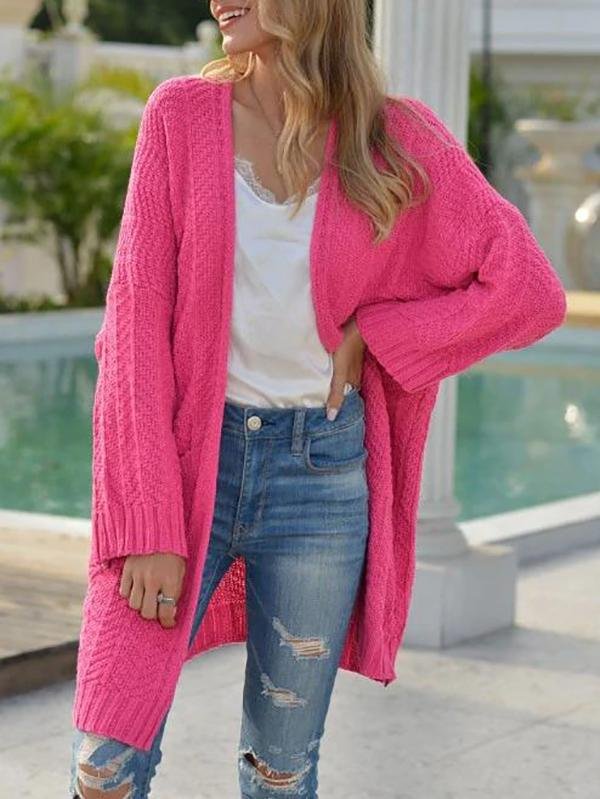 Drop Shoulder Open Front Pocket Cardigan - LuckyFash™