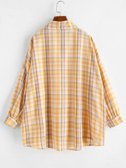 Drop Shoulder Plaid Oversize Shacket - LuckyFash™