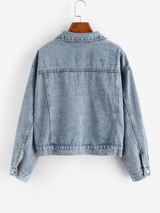 Drop Shoulder Pocket Single Breasted Denim Jacket - LuckyFash™