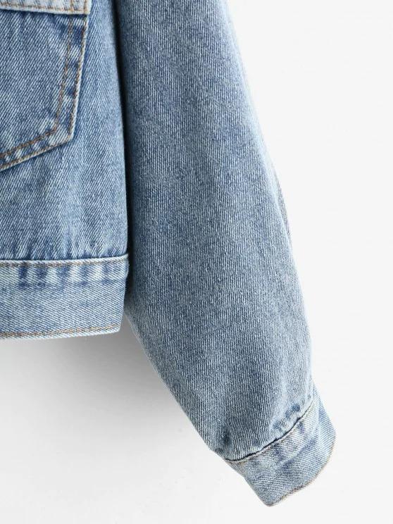 Drop Shoulder Pocket Single Breasted Denim Jacket - LuckyFash™