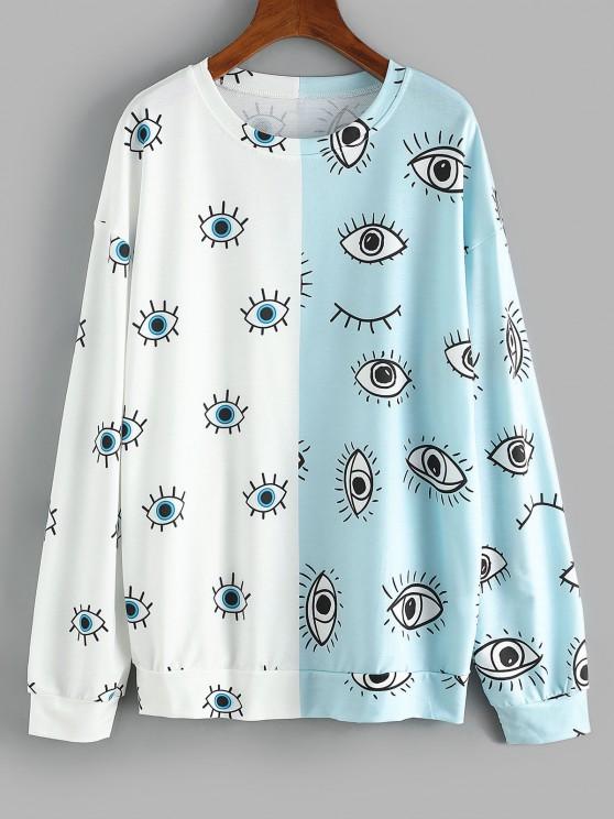 Drop Shoulder Two Tone Eyes Print Sweatshirt - LuckyFash™