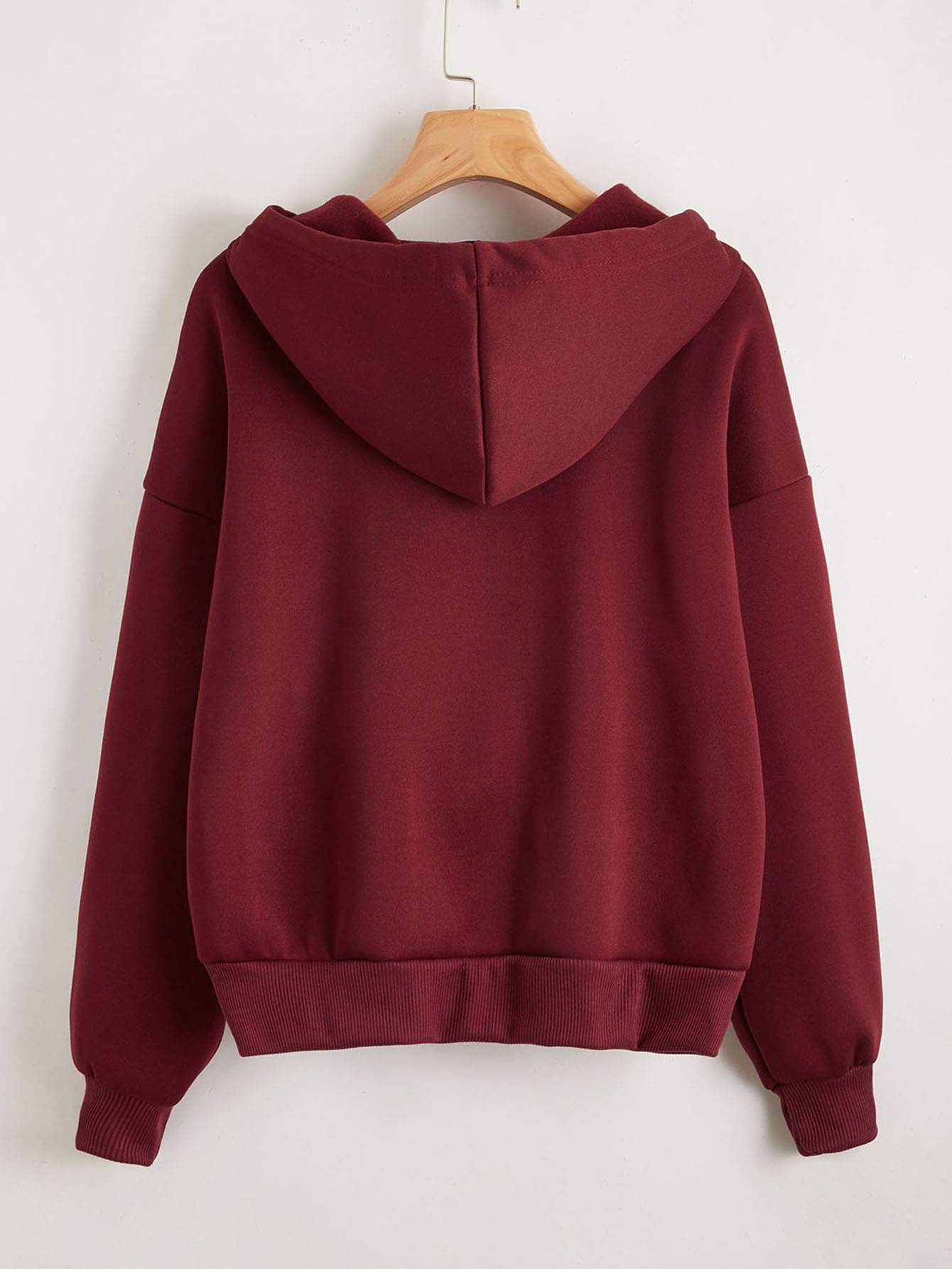 Drop Shoulder Zip Up Drawstring Hoodie - LuckyFash™