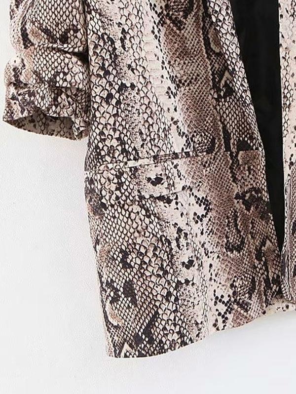 Dual Pocket Snakeskin Print Blazer - LuckyFash™