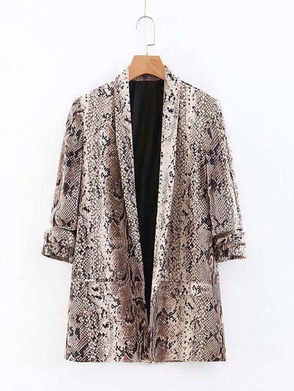 Dual Pocket Snakeskin Print Blazer - LuckyFash™