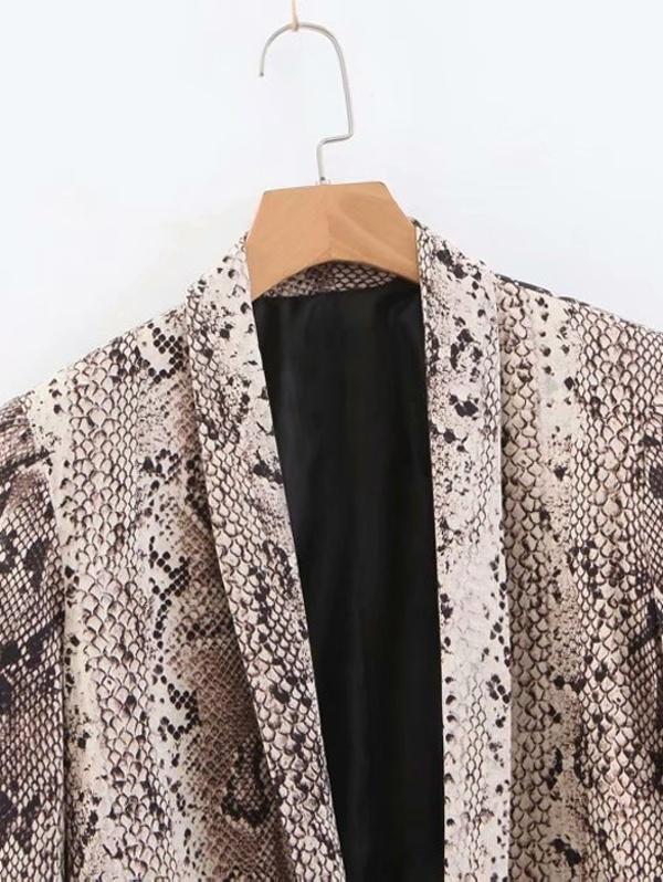 Dual Pocket Snakeskin Print Blazer - LuckyFash™