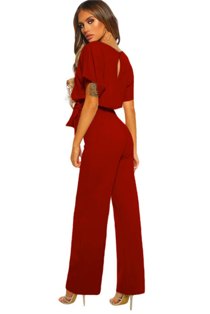 Stylish Off Shoulder Jumpsuit with Long Straight Pants