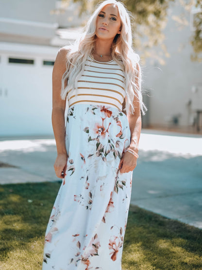 One-Shoulder Pocket Print Maxi Dress