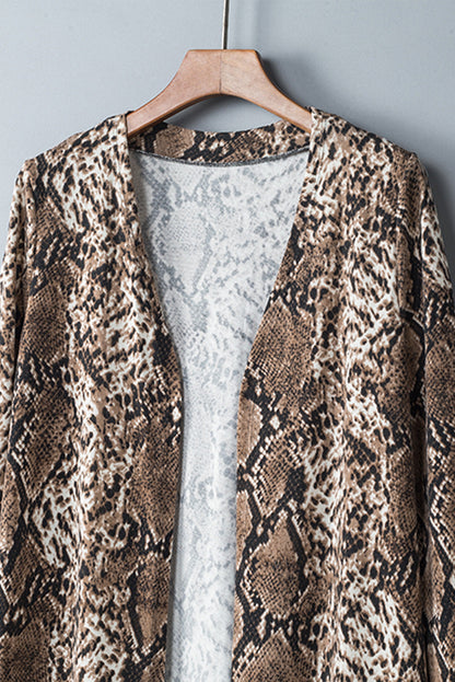 Snake Print Lapel Long Sleeve Slim Blazer