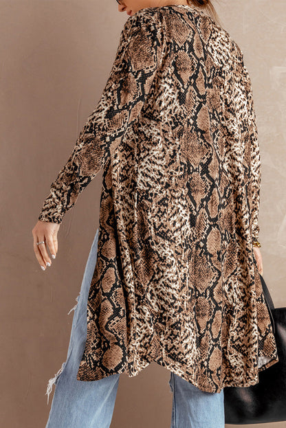 Snake Print Lapel Long Sleeve Slim Blazer