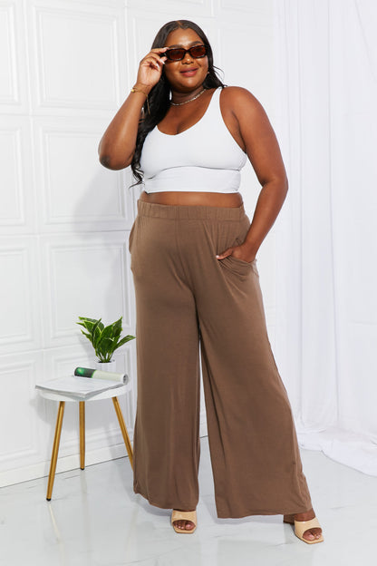 Zenana Coffee On My Mind Wide Leg Pants with Pockets