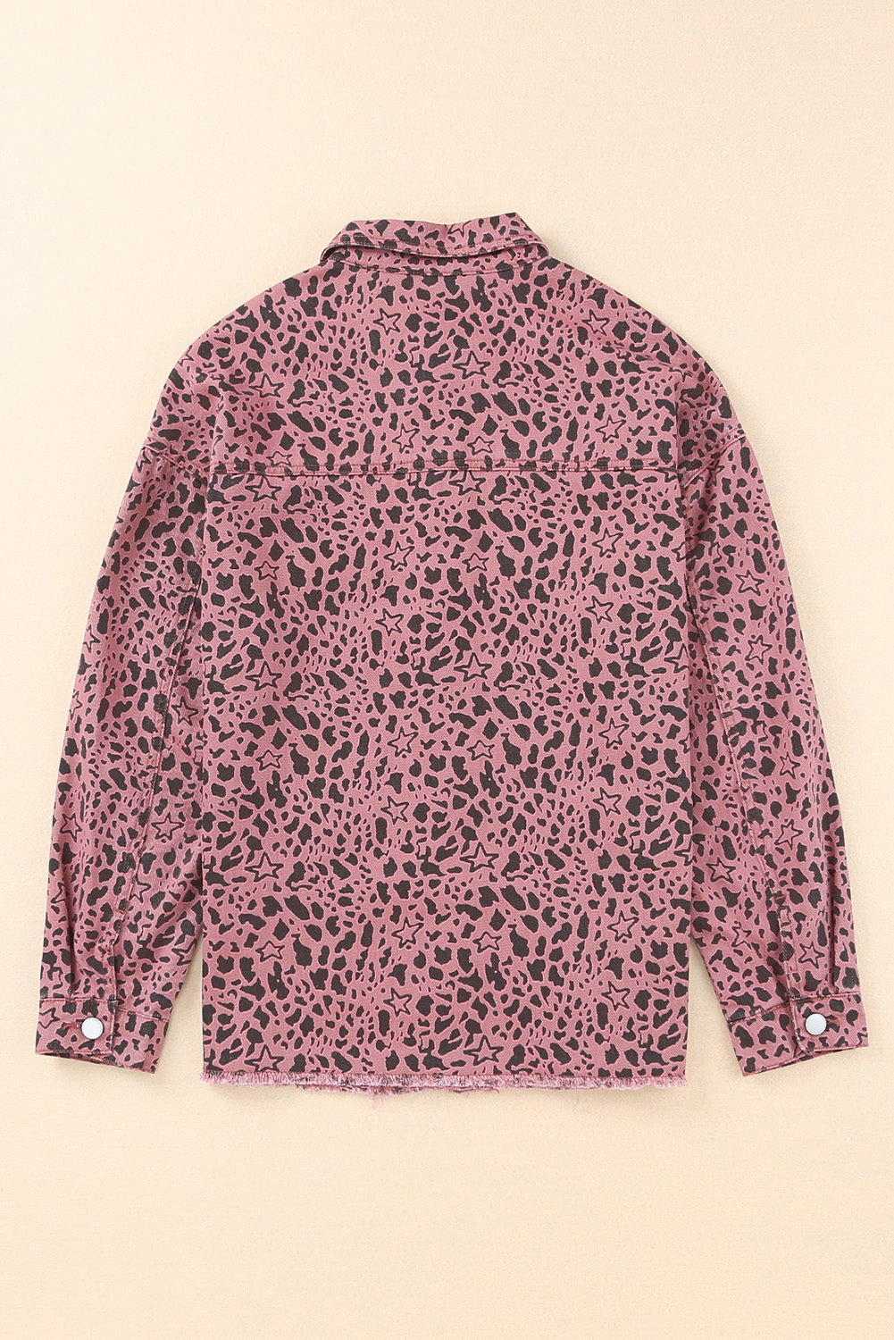 Pink Stars & Animal Spots Print Button Up Denim Shacket