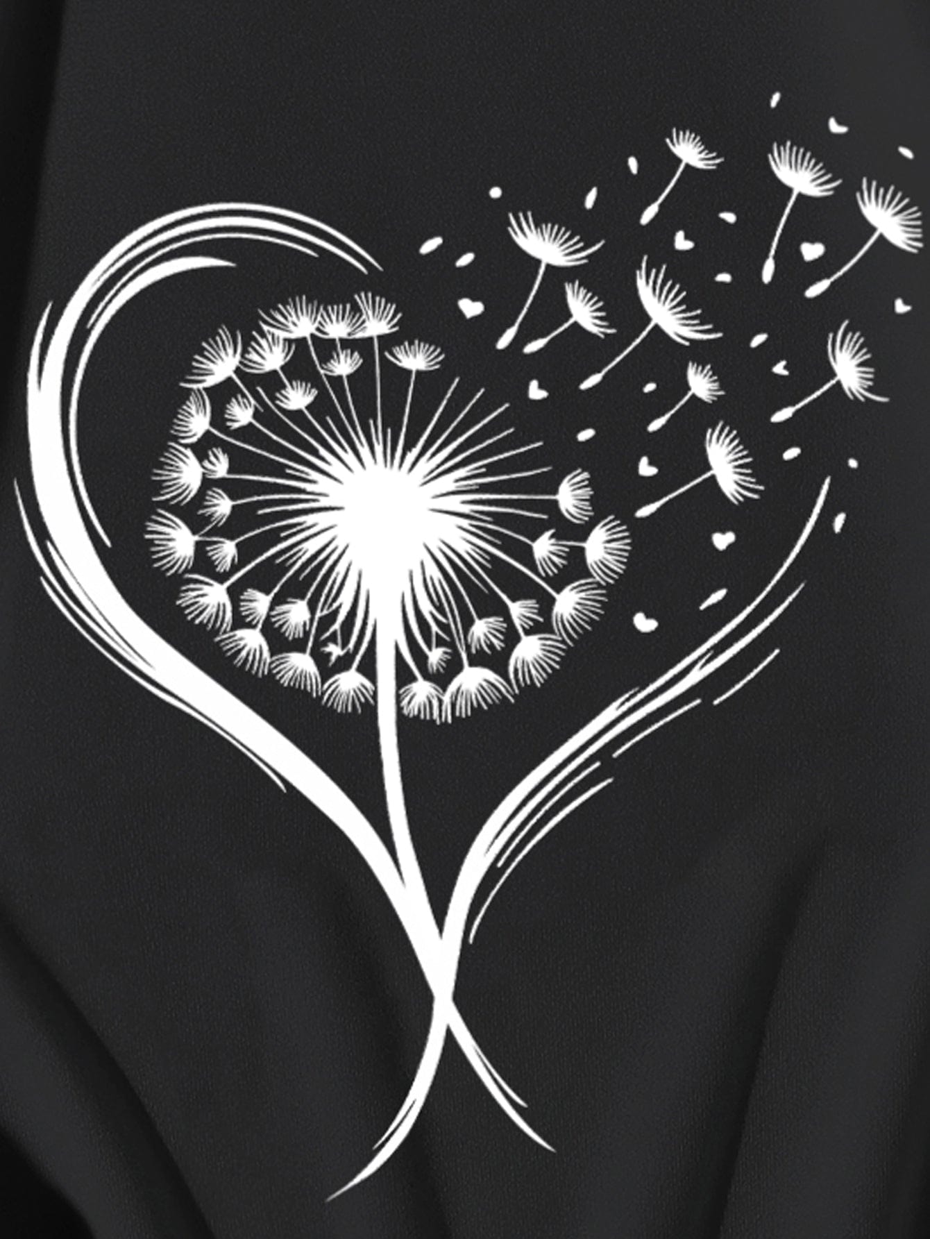 Stylish Black Dandelion Print Winter Sweatshirt with Retro Vibes
