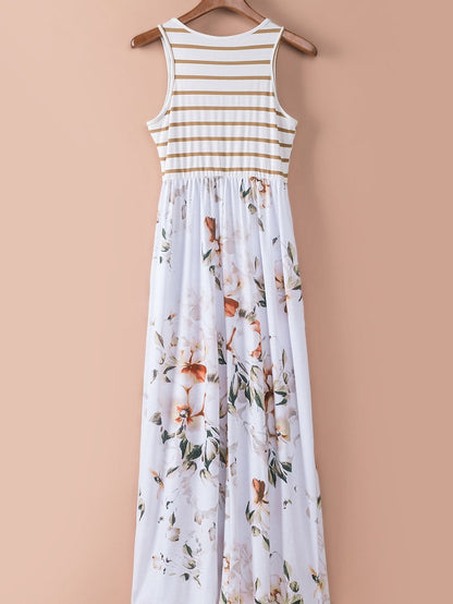 One-Shoulder Pocket Print Maxi Dress