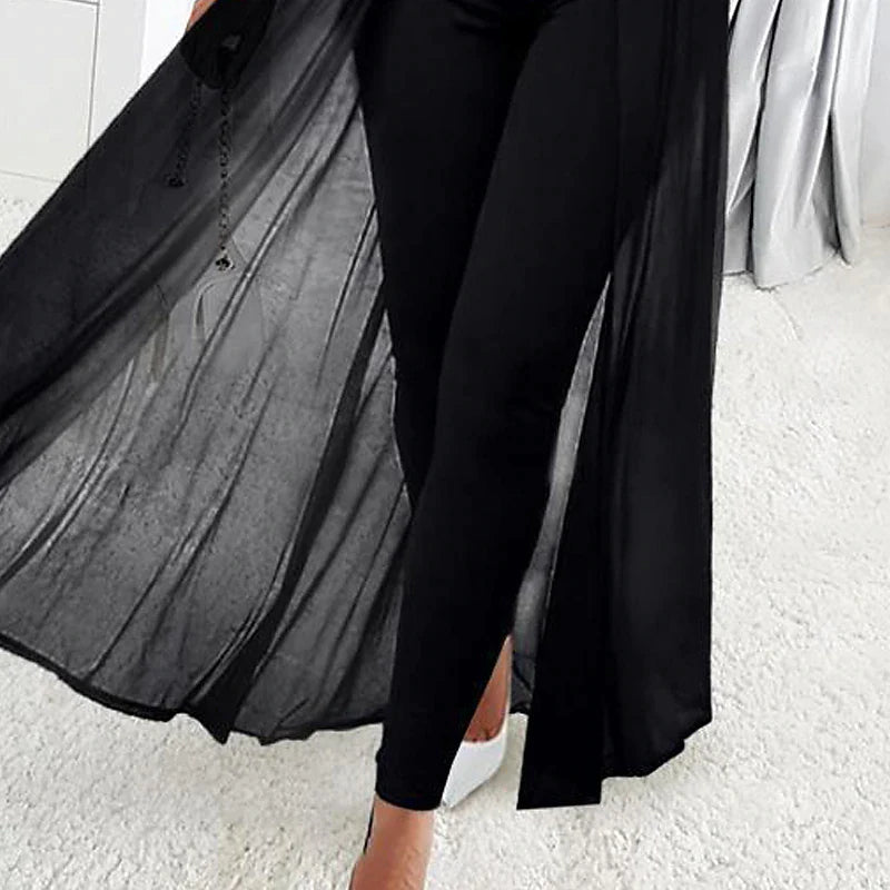 Women Party Jumpsuit Sheath  Black Long Maxi Black 3/4 Length Sleeve Pure Color Wedding Mesh Winter Fall Spring Deep V Fashion S M L XL Cold Weather
