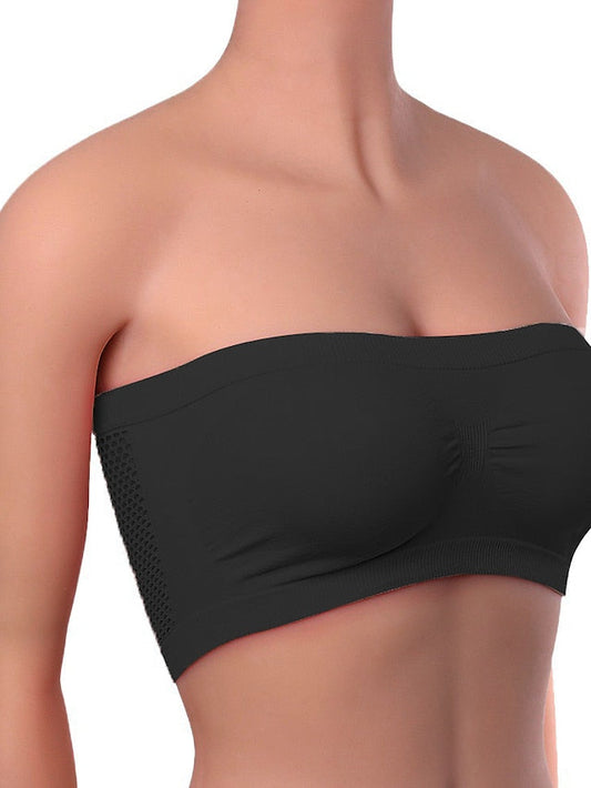 Women's Top Pure Color Fashion Hot Comfort Home Street Daily Nylon Breathable Bandeau Sleeveless Summer Spring Black White