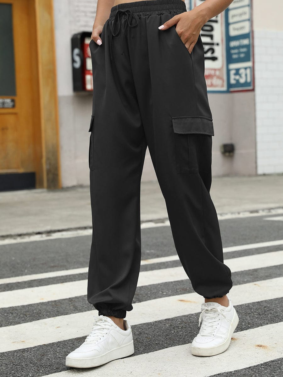 Elastic Waist Straight Leg Cargo Pants