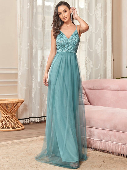 Elegant Full-Length A-line Evening Dress