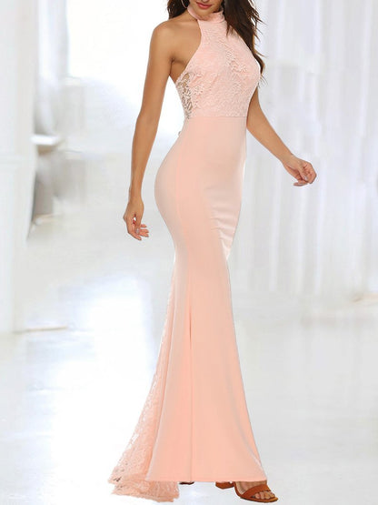 Elegant Halter Lace Sleeveless Wedding Dress - LuckyFash™