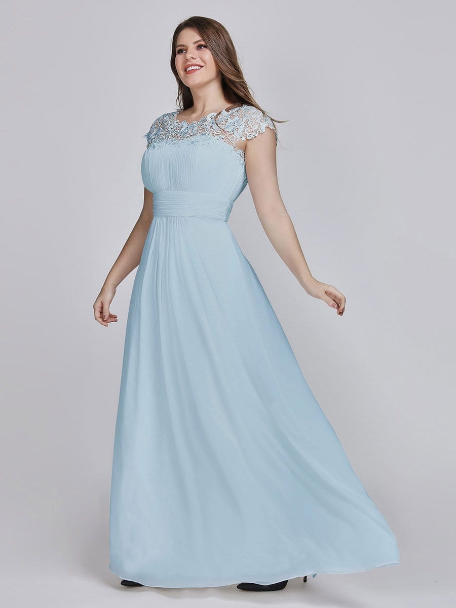 Elegant Lace Cap Sleeve Chiffon Evening Gown with Ruched Detail