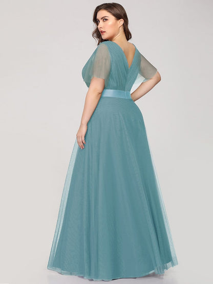 Elegant Plus Size V-Neck Bridesmaid Gown for Women