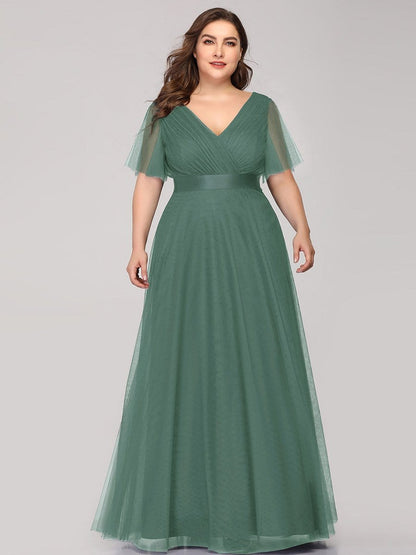 Elegant Plus Size V-Neck Bridesmaid Gown for Women