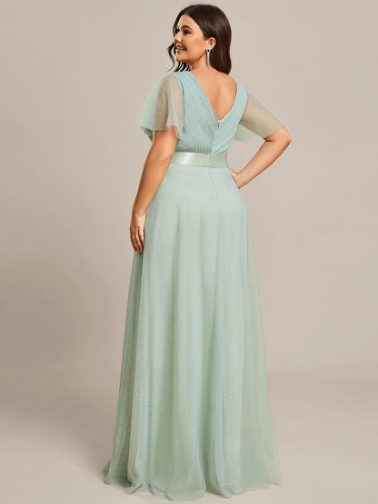 Elegant Plus Size V-Neck Bridesmaid Gown for Women