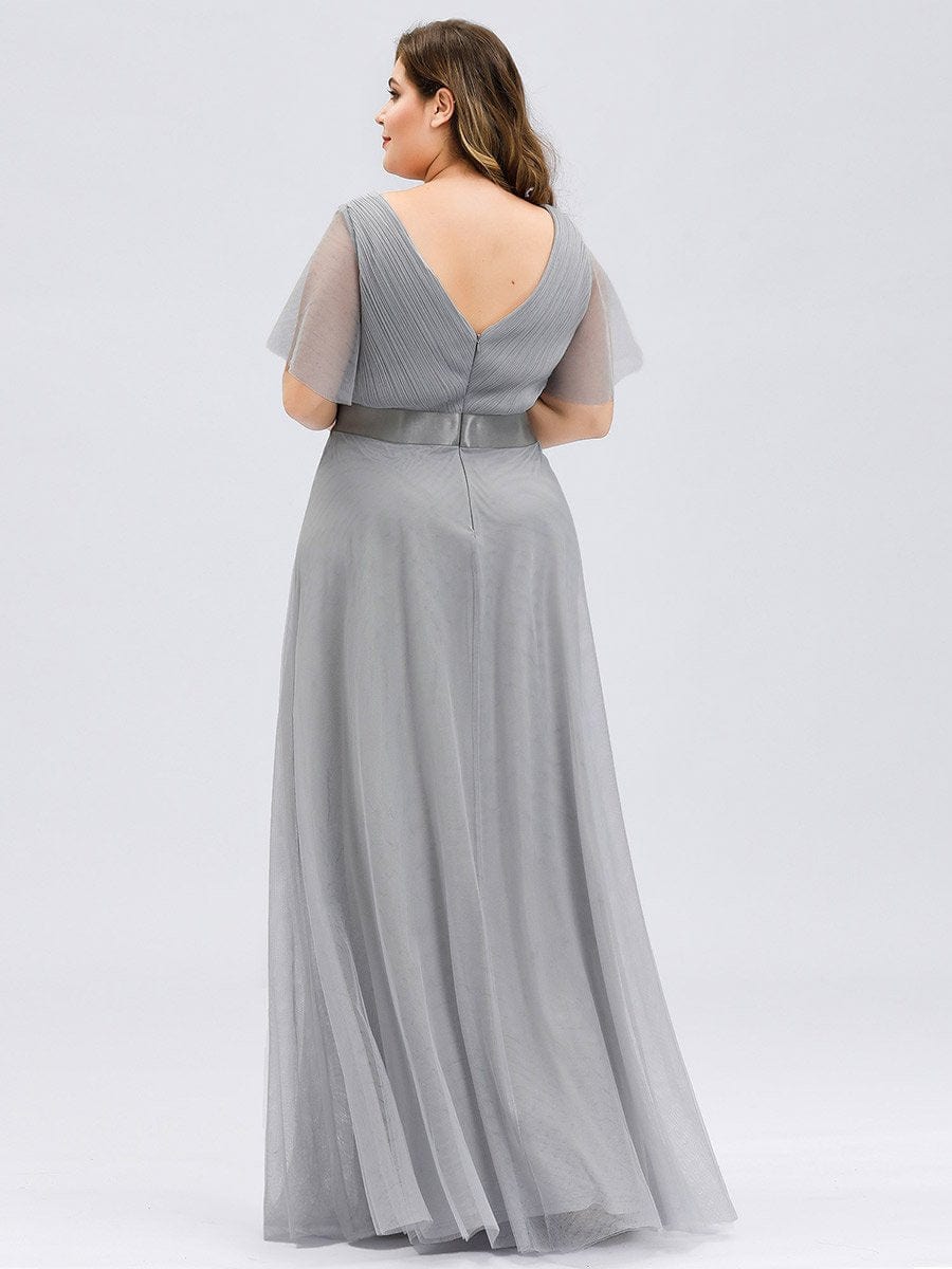 Elegant Plus Size V-Neck Bridesmaid Gown for Women