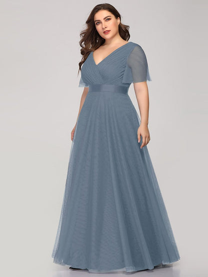 Elegant Plus Size V-Neck Bridesmaid Gown for Women