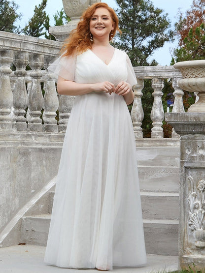 Elegant Plus Size V-Neck Bridesmaid Gown for Women