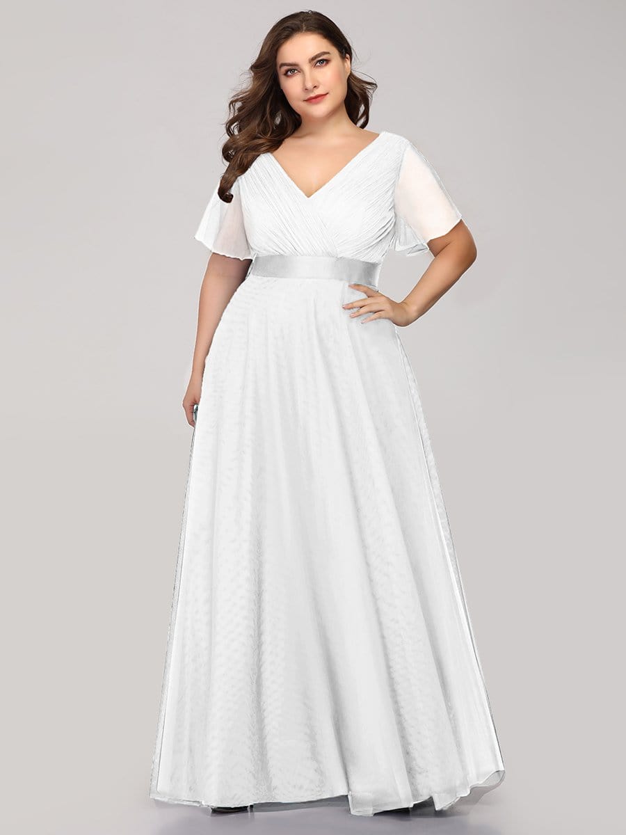 Elegant Plus Size V-Neck Bridesmaid Gown for Women